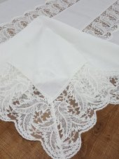 Finezza Narin Lüx Dantelli Keten Kumaş Krem Masa Örtüsü 160x230 cm - 1126 - 6