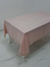 Finezza Antik Jakar Bordürlü Keten Kumaş Pudra Masa Örtüsü 160x230 cm - 1131 - 1