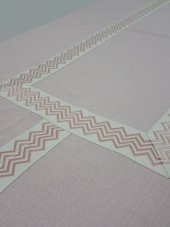 Finezza Antik Jakar Bordürlü Keten Kumaş Pudra Masa Örtüsü 160x230 cm - 1131 - 3