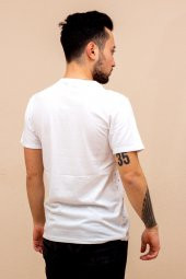 Beyaz Çapa Baskılı Kısa Kollu V Yaka Erkek Tişört 22ETSHVCPA - 6