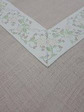 Finezza Gonca Jakar Bordürlü Keten Kumaş Bej Masa Örtüsü 160x230 cm - 1132 - 4