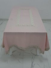 Finezza Gonca Jakar Bordürlü Keten Kumaş Pudra Masa Örtüsü 160x230 cm - 1134 - 3