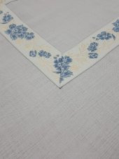 Finezza Nergis Jakar Bordürlü Keten Kumaş Gri Masa Örtüsü 160x230 cm - 1135 - 2