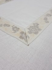Finezza Nergis Jakar Bordürlü Keten Kumaş Krem Masa Örtüsü 160x230 cm - 1136 - 4