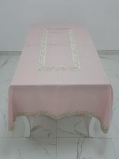 Finezza Nergis Jakar Bordürlü Keten Kumaş Pudra Masa Örtüsü 160x230 cm - 1137 thumbnail 2