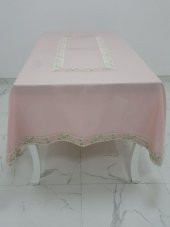Finezza Nergis Jakar Bordürlü Keten Kumaş Pudra Masa Örtüsü 160x230 cm - 1137 thumbnail 4