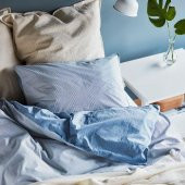 Çift Kişilik Nevresim Takımı IKEA,MeridyenDukkan Açık Mavi Renk Çizgili 240x220 Cm Nevresim Takımı - 7