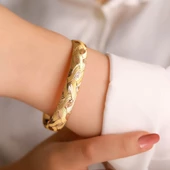 13 gr(gram) 12 mm 22 Ayar İşçiliksiz Şarnelli Bilezik TBC0013 - 2