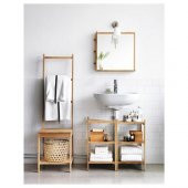 Banyo Bambu Düzenleyici Raf Bambu Havluluk Düzenleyici MeridyenDukkan 39x44x140 Cm Banyo Açık Raf Ayaklı-Doğal - 2