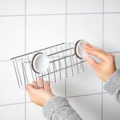 Duş Sepeti IKEA Vantuzlu MeridyenDukkan çinko kaplama 24x11 cm Çelik, Galvanizli, Banyo Duvar Rafı - 4