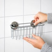 Duş Sepeti IKEA Vantuzlu MeridyenDukkan çinko kaplama 24x11 cm Çelik, Galvanizli, Banyo Duvar Rafı - 5