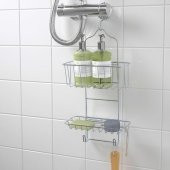 Duş Sepeti 2li IKEA MeridyenDukkan çinko kaplama 24x53 cm Çelik, Galvanizli, Banyo Duvar Rafı - 2