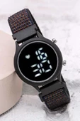 Yeni Sezon Cırtlı Yapışır Kordon Siyah renk led Bileklik Kol Saat ST-304055 thumbnail 5