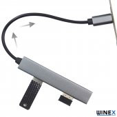 Winex 4in1 Macbook, Phone, Android Type-C to 4xUsbA Çoğaltıcı Adaptör Port Hub - 4
