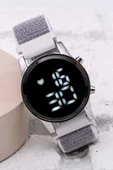 Yeni Trend Cırtlı Yapışır Kanvas Kordon Gri renk Dijital Bileklik Saat ST-304057 thumbnail 1