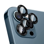 iPhone 13 Pro / 13 Pro Max Kamera Lens Koruyucu Cam Metal Kenarlı 3lü Set - 2