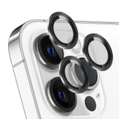 iPhone 13 Pro / 13 Pro Max Kamera Lens Koruyucu Cam Metal Kenarlı 3lü Set - 9
