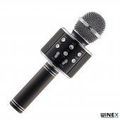 Winex UsbA+TF Sd Kart+3.5mm Aux Girişli Bluetooth Karaoke Mikrofonu Siyah - 2