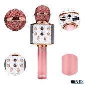 Winex UsbA+TF Sd Kart+3.5mm Aux Girişli Bluetooth Karaoke Mikrofonu Pembe - 2