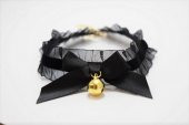 Siyah Dantelli Zilli Choker Tasma Kolye Kadın Kız - 4