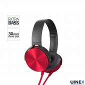 Winex HD Extra Bass Kablolu Mikrofonlu Kulaklık Kırmızı - 2