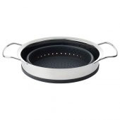 Katlanabilir Süzgeç, IKEA Paslanmaz Çelik-Silikon MeridyenDukkan 24 cm, 5.0 Litre,Gri - 4