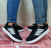 Bestof 074 Siyah-Beyaz Sneaker Düz Taban Hafif Rahat Spor Çift Ayakkabısı - 1