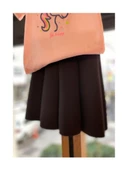 Siyah Renk Volanlı Dalgıç Kumaş Etek  - 2