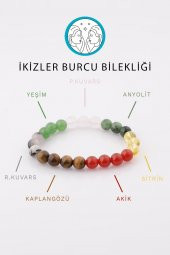 İkizler Burcu Taşlarından Oluşan Doğal Taş Bileklik 8 mm Küre Kesim - Burç Bilekliği - 1