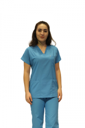 Hemşire Doktor Üniforması terycoton turkuaz cerrahi takım - 2