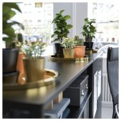 Dekor-Sunum Tepsi IKEA Gold Renk MeridyenDukkan 38 cm Pirinç Rengi Tepsi - 3