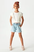 NK Kids Ekru Kız Çocuk Pileli Bluz - 2