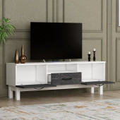 BMdekor TV Sehpası Ses Beyaz Mermer Desen 150 cm - 3