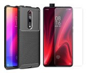 Xiaomi Mi 9T Kılıf Regnor Antişok Carbon Silikon Kapak Kılıf + Cam - 1