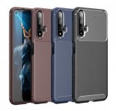 Huawei Nova 5T Kılıf Antişok Carbon Regnor Antişok Carbon Silikon + Cam - 1