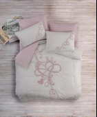 Cotton Box Puff Nakışlı Ranforce Çift Kişilik Anneler Günü Nevresim Takımı Bellini Pembe thumbnail 1