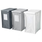 3 Adet Çamaşır Sepeti, Beyaz-Koyu Gri-Açık Gri MeridyenDukkan 35Litre 22x35x45 cm/Çamaşır Sepeti - 1