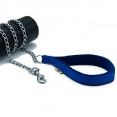 Doggie Polar Dokumadan El Yapımı Zincirli Köpek Gezdirme Kayışı 2,5x110cm Royal Mavi thumbnail 1