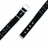 Doggie Konforlu Dokumadan El Yapımı Çivili Köpek Boyun Tasması 4x57-65cm Siyah thumbnail 1