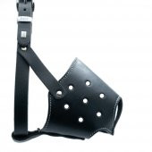 Doggie Eğitim Serisi Gerçek Deriden El Yapımı Kısa Burunlu Köpek Ağızlığı XL-2x60-65cm Siyah - 1