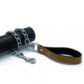 Doggie Konforlu Gerçek Deriden El Yapımı Zincirli Köpek Gezdirme Kayışı 4,5x80cm Camel thumbnail 1