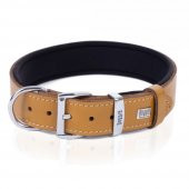 Doggie Konforlu Gerçek Deriden El Yapımı Kemik Süslü Köpek Boyun Tasması 3,5x52-60cm Camel - 3