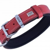 Doggie Konforlu Gerçek Deriden El Yapımı Kemik Süslü Köpek Boyun Tasması 3x42-50cm Kırmızı - 2
