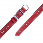 Doggie Konforlu Gerçek Deriden El Yapımı Kemik Süslü Köpek Boyun Tasması 3x42-50cm Kırmızı - 4