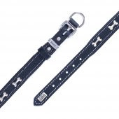 Doggie Konforlu Gerçek Deriden El Yapımı Kemik Süslü Köpek Boyun Tasması 2x30-35cm Siyah - 4