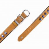 Doggie Konforlu Gerçek Deriden El Yapımı Nazar Boncuklu Köpek Boyun Tasması 3,5x47-55cm Camel/ - 3