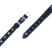 Doggie Konforlu Gerçek Deriden El Yapımı Nazar Boncuklu Köpek Boyun Tasması 2x30-35cm Siyah - 1