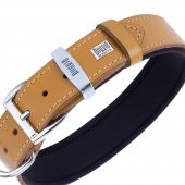 Doggie Konforlu Gerçek Deriden El Yapımı Çivili Köpek Boyun Tasması 3,5x47-55cm Camel thumbnail 2