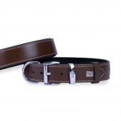Doggie Konforlu Gerçek Deriden El Yapımı Köpek Boyun Tasması 3,5x52-60cm Kahverengi - 1