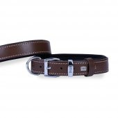 Doggie Konforlu Gerçek Deriden El Yapımı Köpek Boyun Tasması 3x42-50cm Kahverengi - 1
